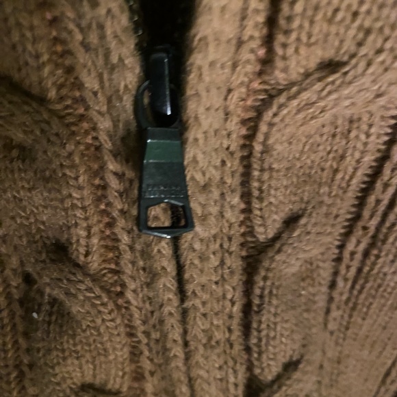 BANANA REPUBLIC MEN’s CHUNKY  YARN ZIPPED TAN CARDIGAN Sweater Lrg COZY - Picture 5 of 10